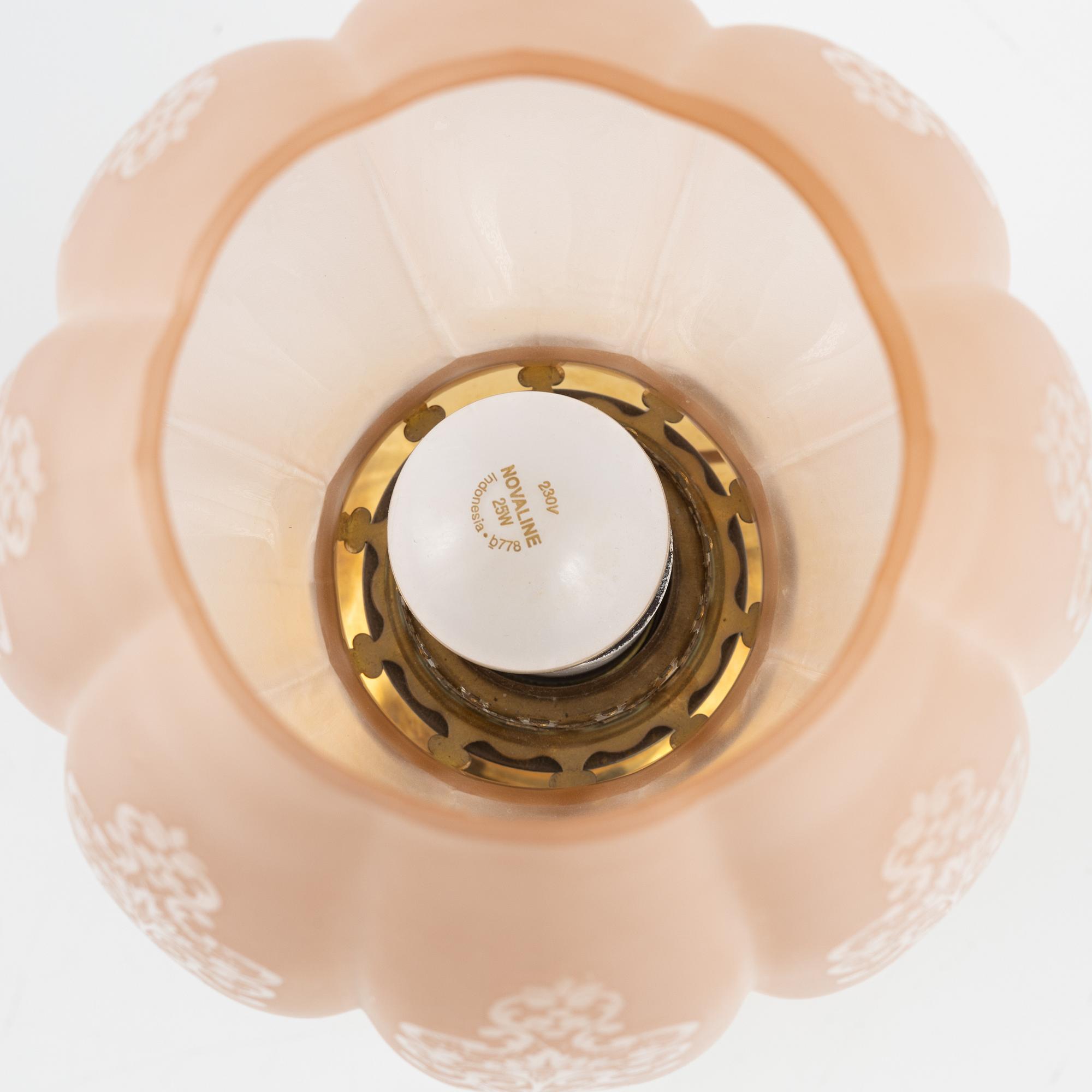 A brass and glass table light, Gusum, first half of the 20th Century.
