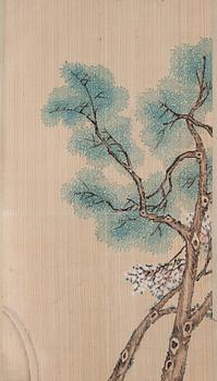 A Chinese painting by anonymous artist, ink and colour on silk, late Qing dynasty.