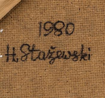 HENRYK STAZEWSKI, akryl på pannå,  a tergo signerad o daterad 1980.