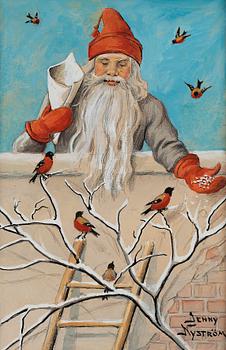 683. Jenny Nyström, Santa feeding birds.