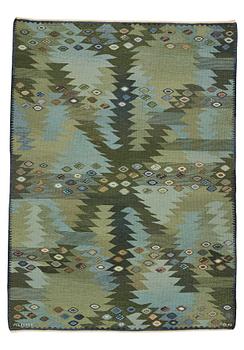 Barbro Nilsson, A carpet, "Tånga grön", flat weave, ca 234 x 169-171 cm, signed AB MMF BN.