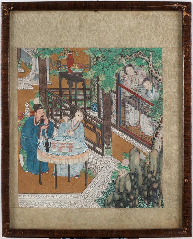 A set of nine Chinese watercolours by unknown artist, 19th Century.