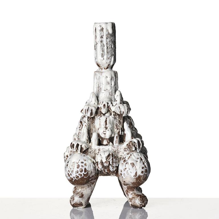 Carl Richard Söderström, a stoneware sculpture/candlestick, executed in his studio, Stockholm, ca 2012.