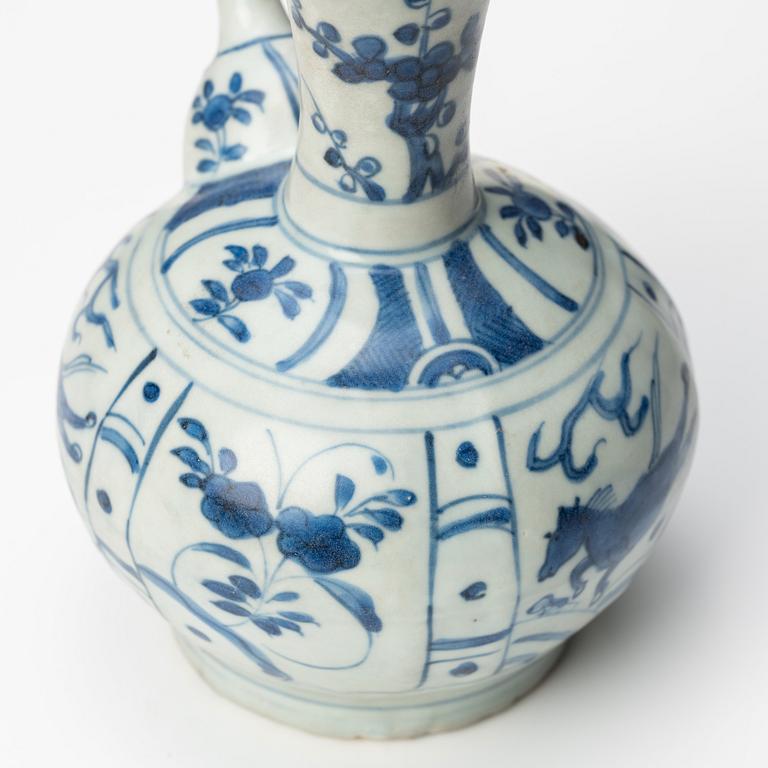 A blue and white kendi, Ming dynasty, Wanli (1572-1620).
