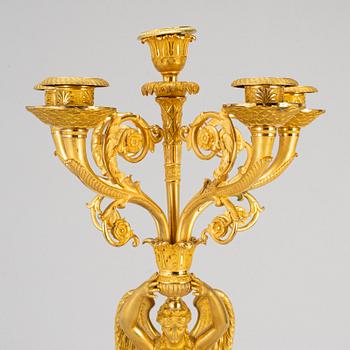 A French early 19th century five-light candelabra.