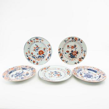 Plates 5 pcs China Qianlong/Kangxi Qing dynasty porcelain.