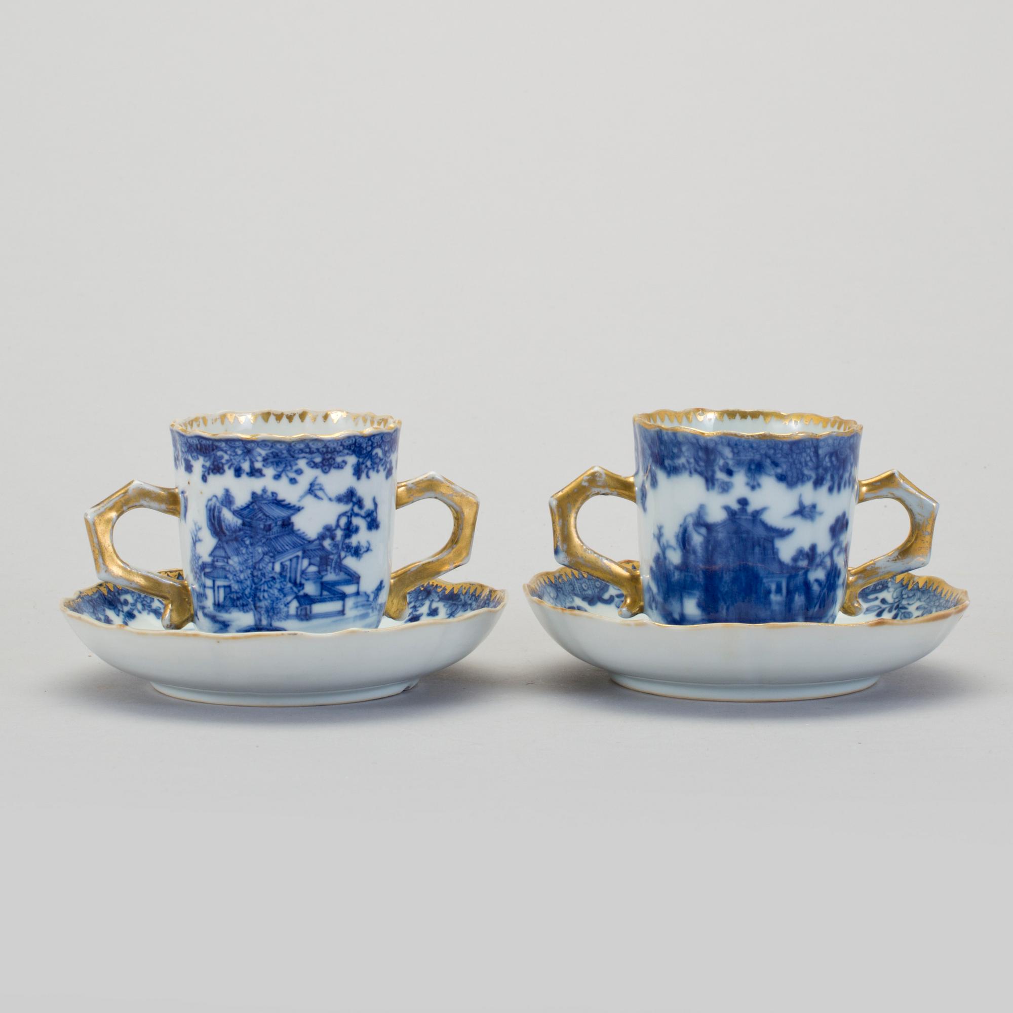 KOPPAR med FAT, ett par, kompaniporslin, Qianlong 1736-95.