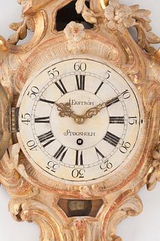 A Swedish Rococo 18th century wall clock by I. Ekström.