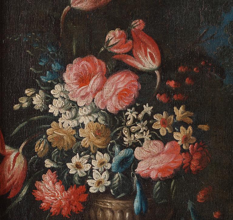 ITALIAN ARTIST 18TH CENTURY, Still life with fruits, flowers and a bird.