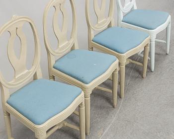 Four Gustavian chairs, early 19th century.