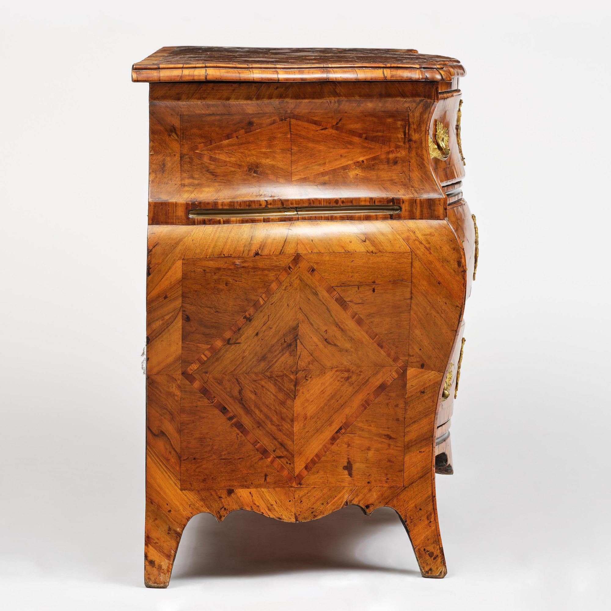 A Swedish parquetry rococo commode, Stockholm, later part 18th century.