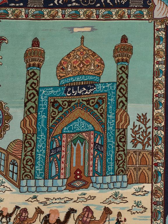 Matto, Old Tabriz figural, "The four seasons", ca 274 x 176 cm.