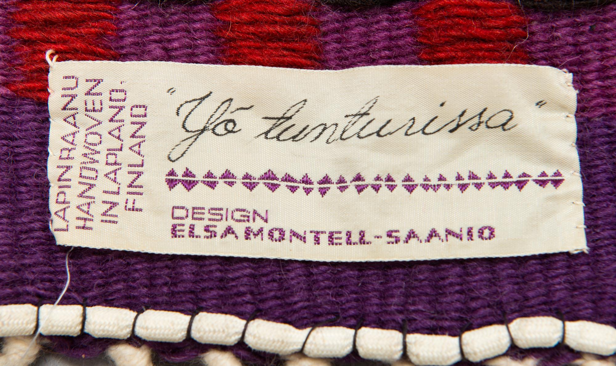 Elsa Montell-Saanio, A pair of Finnish raanu wall textiles, handwoven in Lapland. Circa 172x118 cm and 68x54 cm.