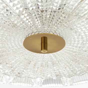 Carl Fagerlund, a glass and brass ceiling light, Orrefors.