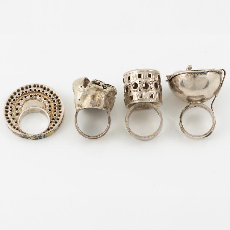 Lars Arby, four rings, sterling silver, Gothenburg among others 1963 and 1981.
