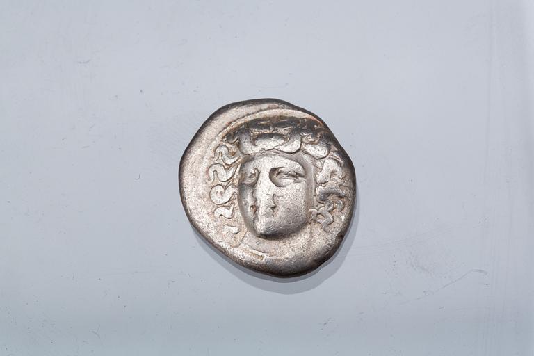 MYNT, silver Drachm. Grekland 365-356 f.kr. Ca 6g.