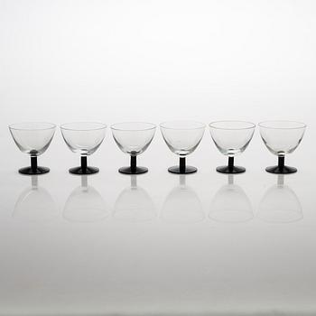 Saara Hopea, A set of 12 mid 1900s cocktail glasses, model 2126, Nuutajärvi Notsjö, Finland.