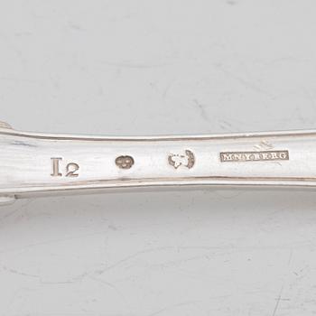 Mikael Nyberg, matgafflar, 6 st, silver, Stockholm 1791.