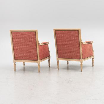 A pair of Gustavian style armchairs, late 20th Century.