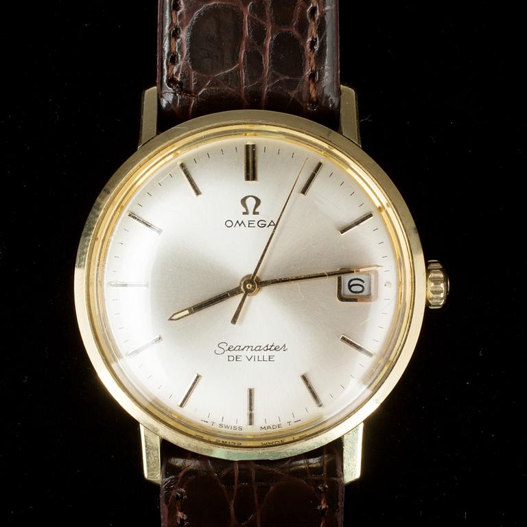 ARMBANDSUR, herr, guld på stål, "seamaster, De ville", Omega, 1960/70-tal.