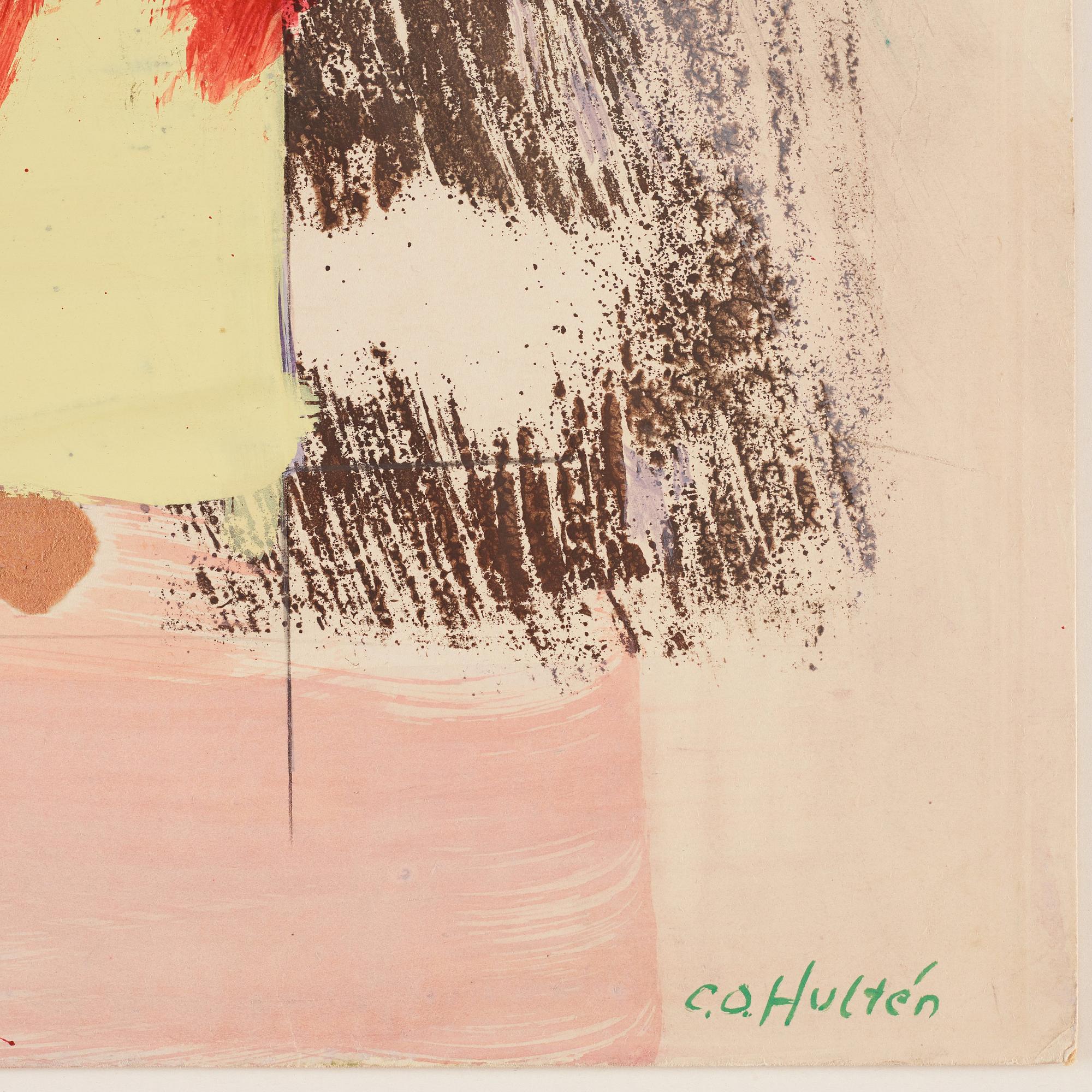 CO Hultén, gouache on cardboard, signed and executed 1961.