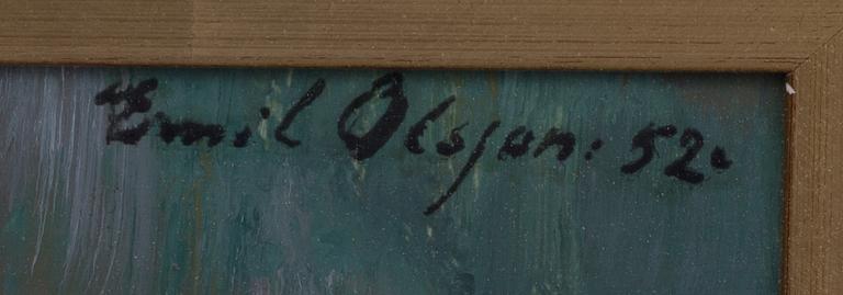 EMIL OLSSON, oil on panel. Signed and dated 52.