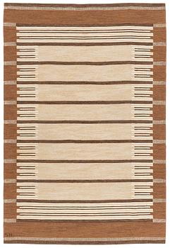 A carpet, flat weave and tapestry weave, signed SH (Svensk hemslöjd) 229 x 154 cm.