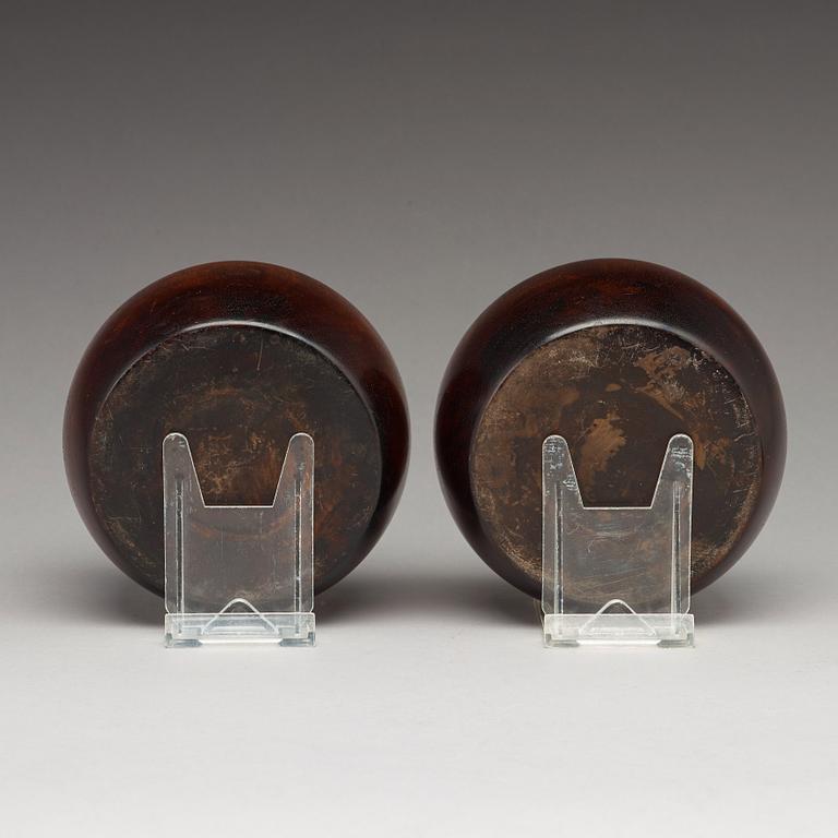 A pair of wooden Weiqi boxes with covers, Qing dynasty (1664-1912).