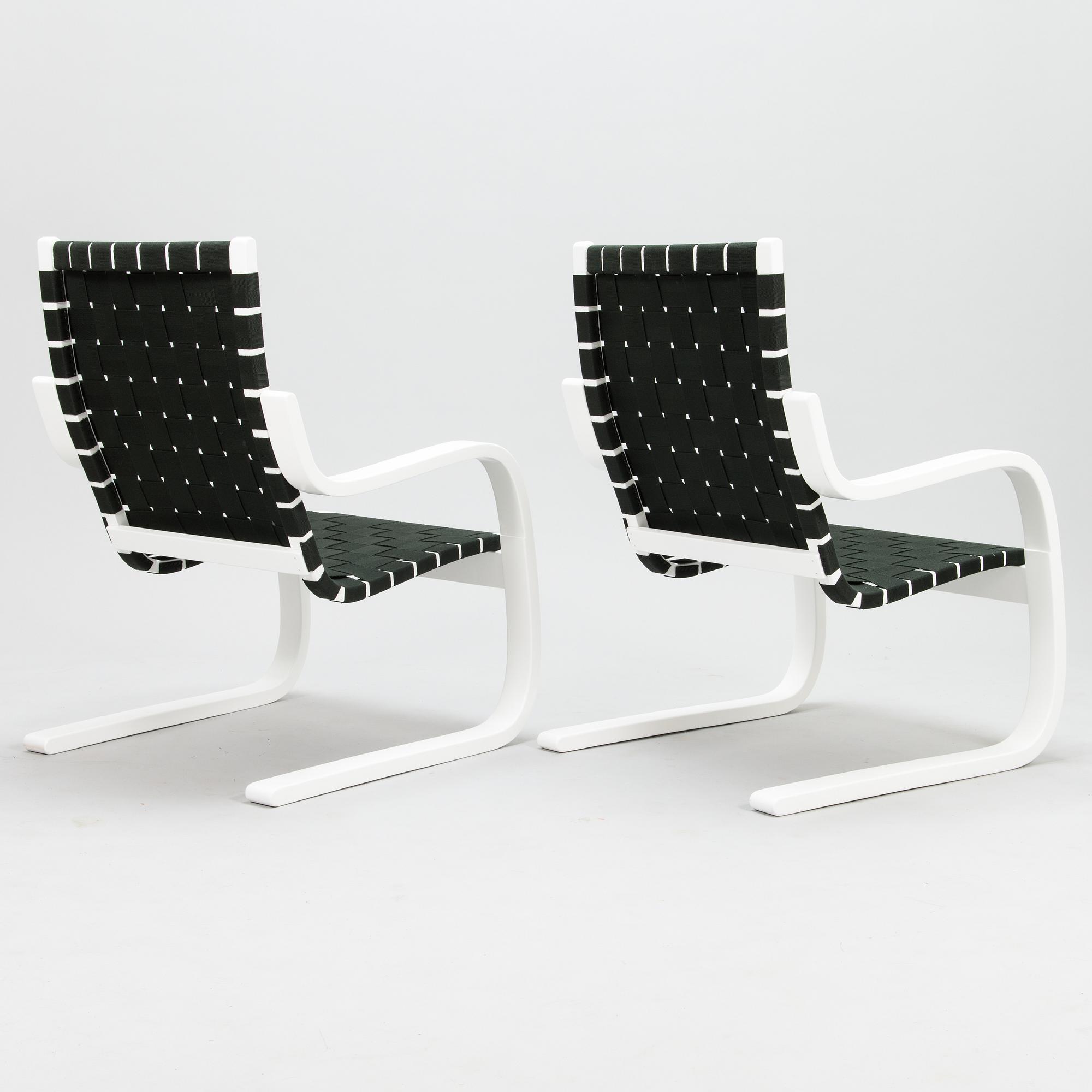 ALVAR AALTO, a pair of late 20th century '406' armchairs for Artek.