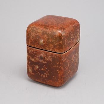 Hans Hedberg, a glazed ceramic lidded box, Biot, France, signed Hbg.