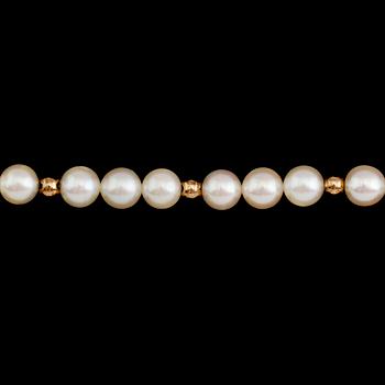 ARMBAND, 14 k guld, odlade pärlor.