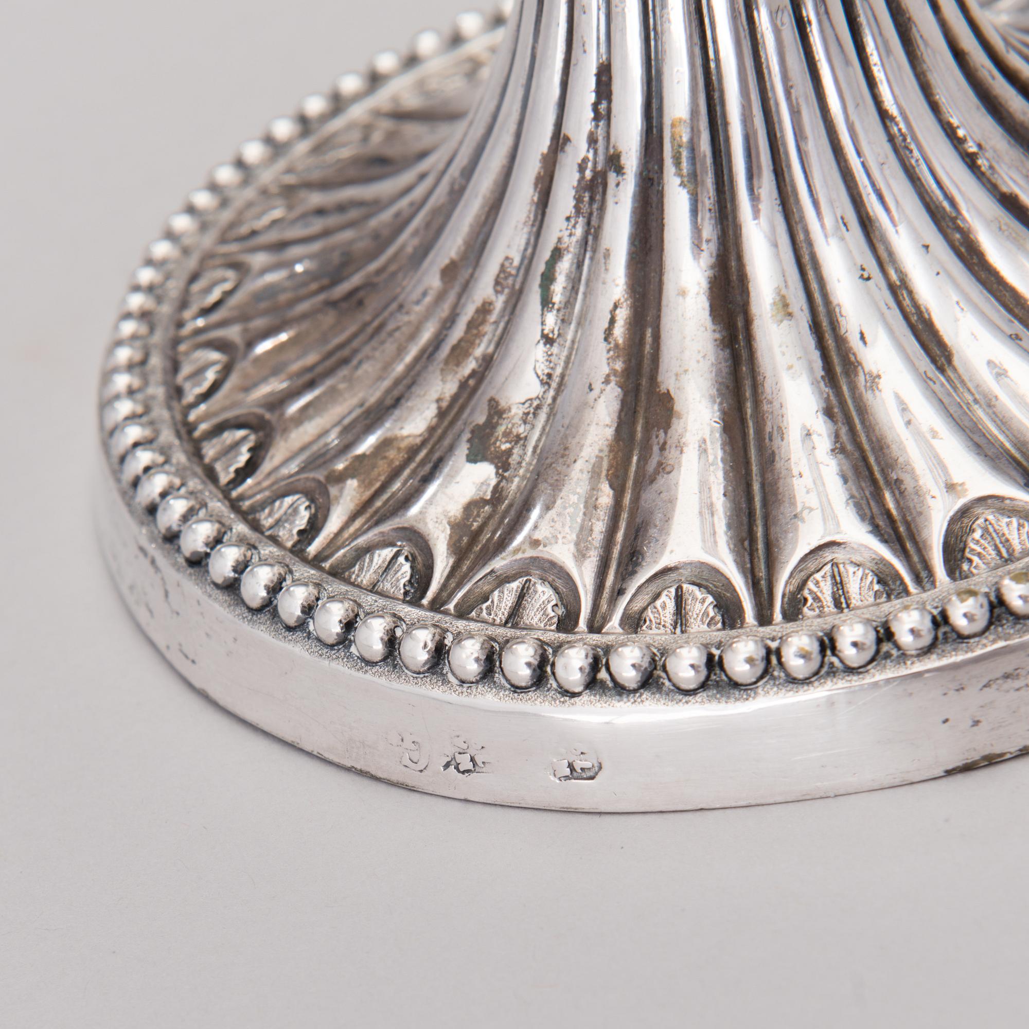 A PAIR OF CANDLESTICKS, silver, probably Naples, Italy, 1780-90s.