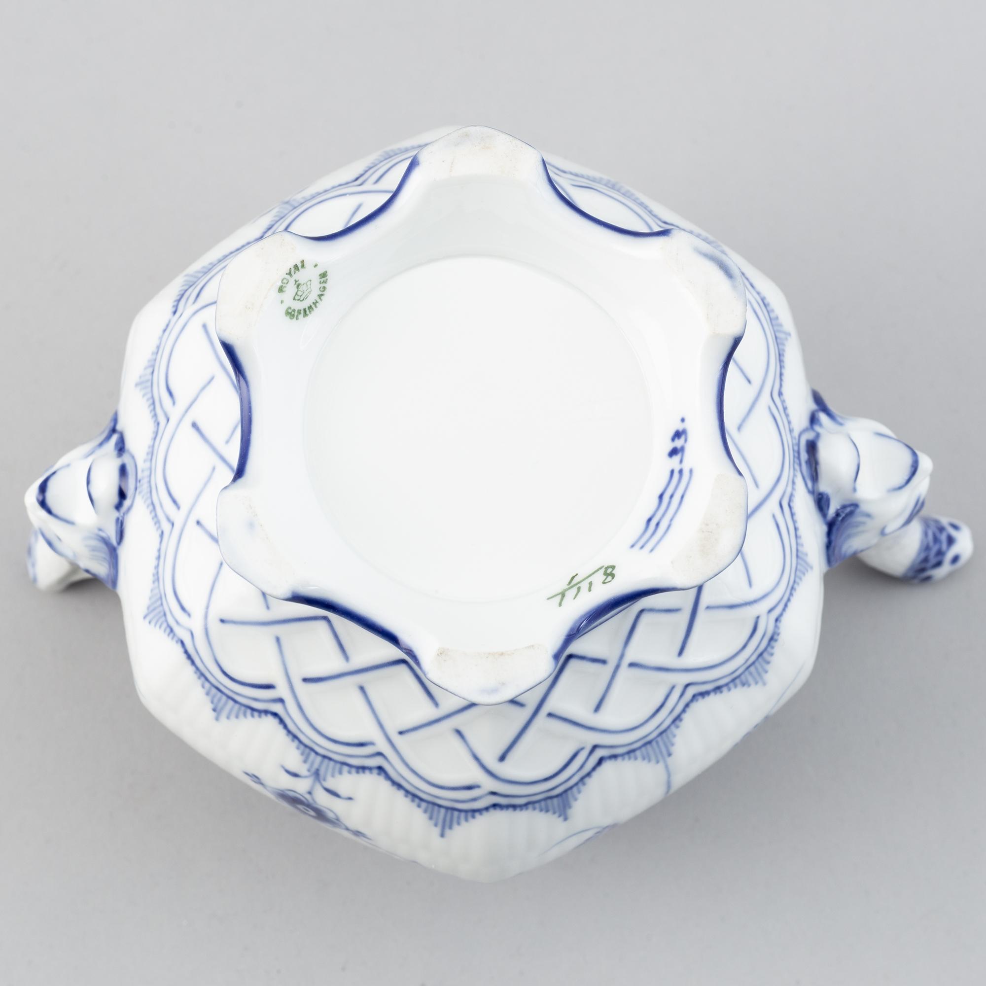 Royal Copenhagen, a '1118' 'Musselmalet Full Lace' porcelain teapot, Denmark.