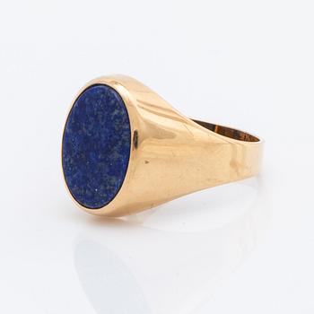 KLACKRING 18K guld m lapis lazuli ca 10 x 12 mm.