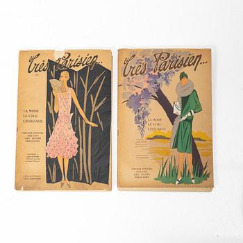 Seven French fashion magazines, 'Trés Parisien', with 123 pochoir fashion plates, Paris, G.-P. Joumard, 1927–31.