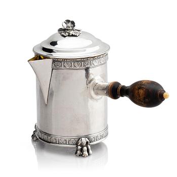 266. Pehr Zethelius, chokladkanna, silver, Stockholm 1789. Gustaviansk.