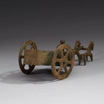 A bronze carriage pulled by horses, presumably Scythian, about 700 B.C. - 200 A.D.