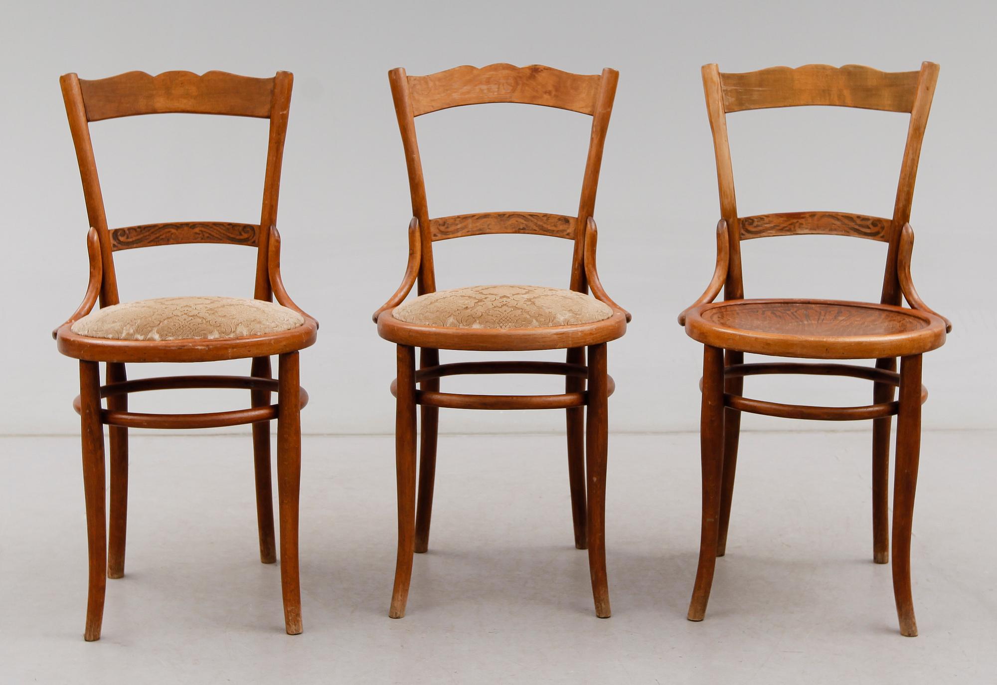 STOLAR, 3 st, Thonetmodell, J & J Kohn, 1900-talets början.