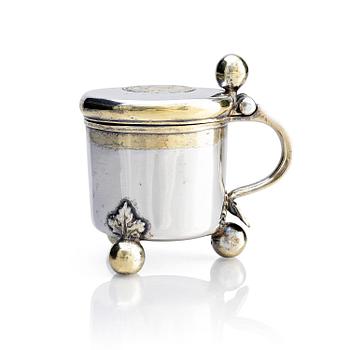 226. A Swedish 18th century parcel-gilt silver miniature-tankard, mark of Johan Lorenz Starin, Stockholm 1742.