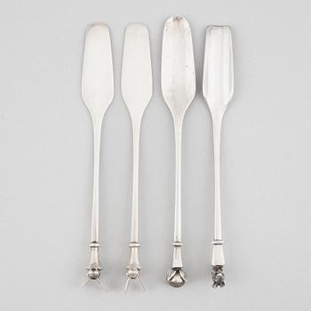 Set of four silver spoons, designed by Barbro Littmarck, W.A. Bolin, Stockholm 1966-1995.
