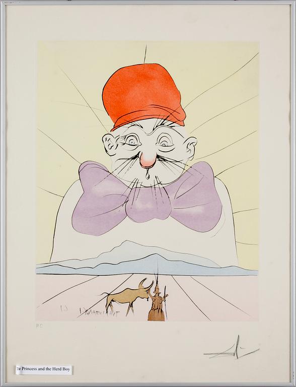 SALVADOR DALI, etsning kolorerad med stencil, sign. HC.