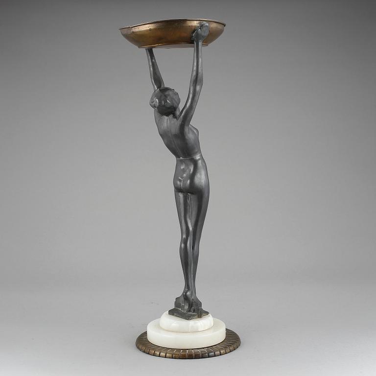 SKULPTUR, tenn och metall, art deco, 1900-talets första hälft.