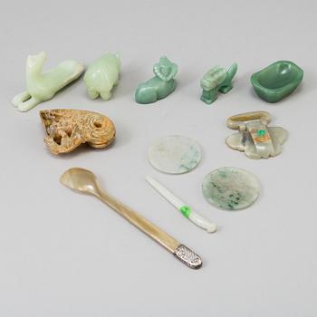 Eleven chinese 20th century nephrite objects.