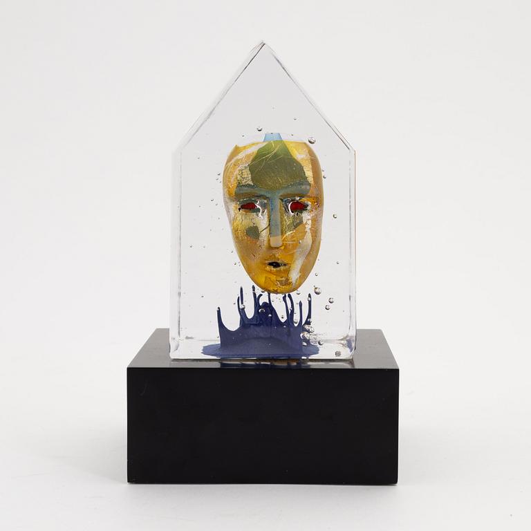 Bertil vallien, a glass block sculpture, Kosta Boda, Sweden, signed and numbered 7/1000.