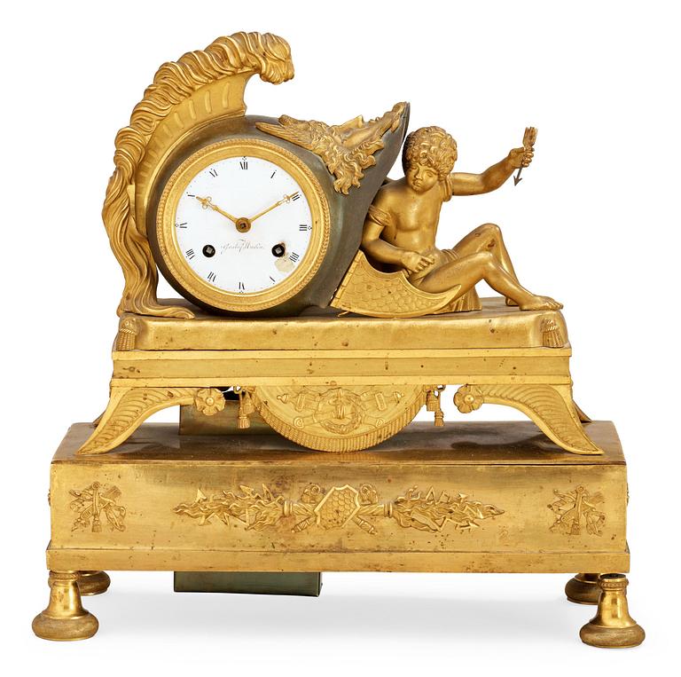 A Swedish Empire early 19th century mantel clock by G. Undén.