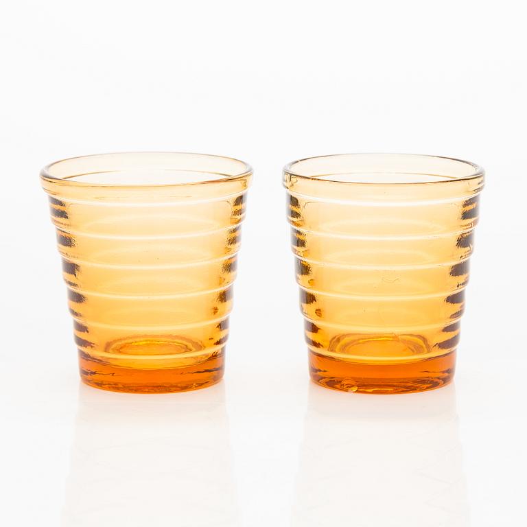 Aino Aalto, a set of ten 1930's '4056 Böljeblick'  liquor glasses for Karhula Glassworks.