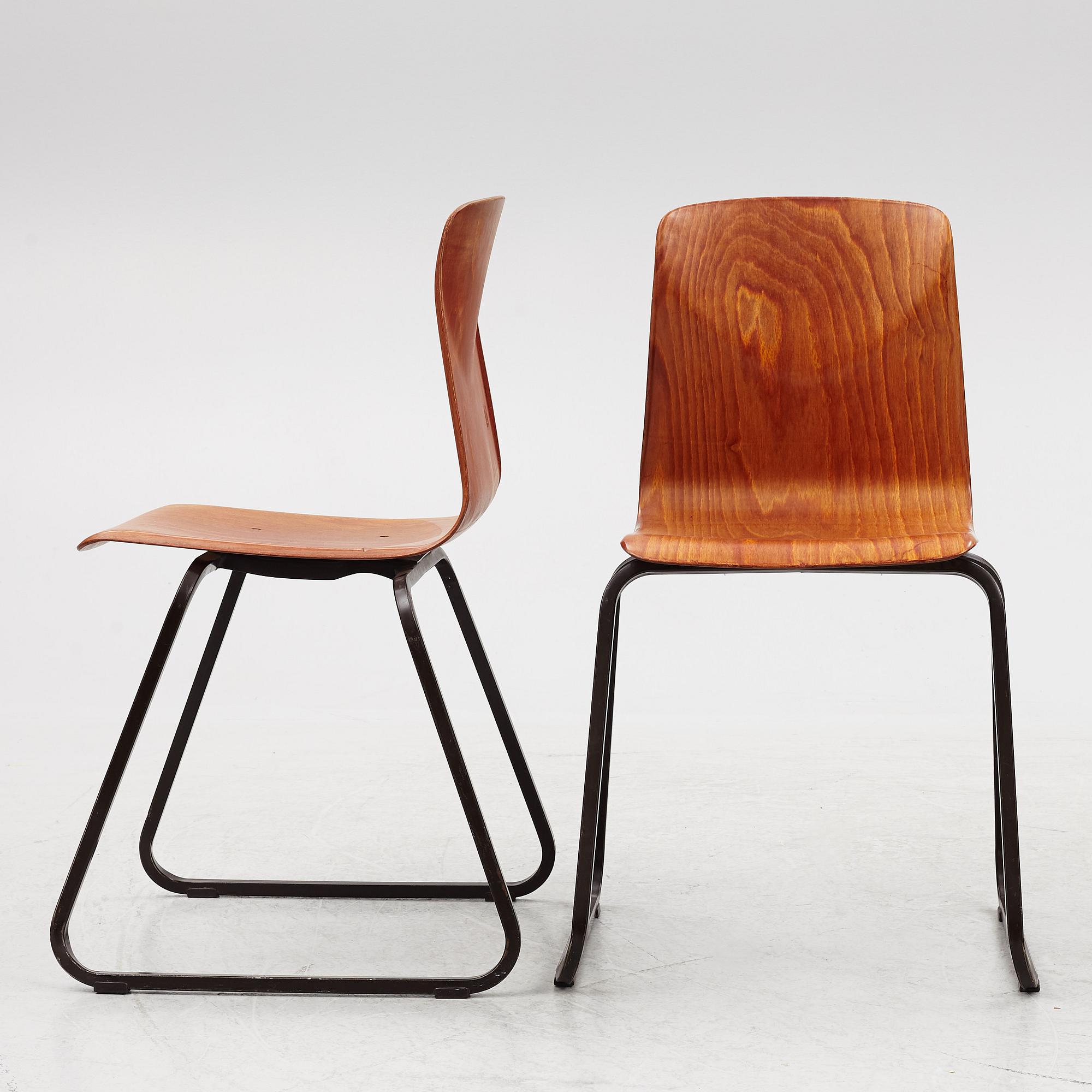 Six chairs, 'Thur-Op-Seat',  Pagholz, West Germany, 1960s/70s.