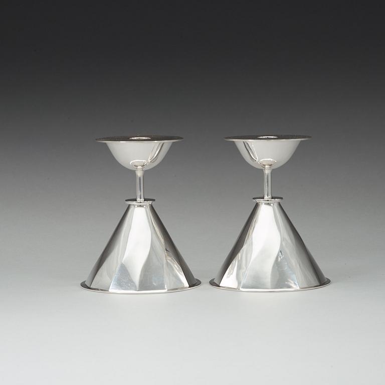 Carl Nyströmer, a pair of silver candlesticks, Stockholm 1961.