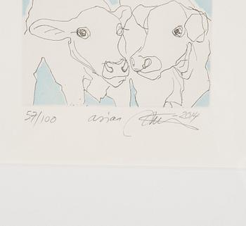 MIINA ÄKKIJYRKKÄ, etsning, signerad och daterad 2014, numrerad 57/100.