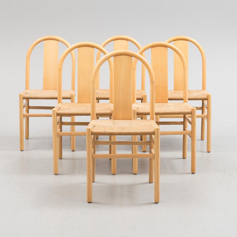 A set of six 20th century chairs.